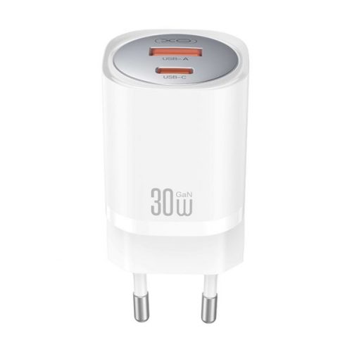 Alimentatore 30W Dual Port XO USB+USB-C GAN PD 3.0 QC 3.0 - White