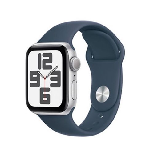 Apple Watch SE 2023 GPS 40mm - Silver Aluminium Case - Storm Blue Sport Band - M/L - EU